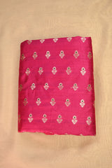 Rani Pink Raw Silk Fabric with Zari Meenakari Buti