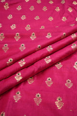 Rani Pink Raw Silk Fabric with Zari Meenakari Buti