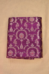 Magenta Banarasi Raw Silk Fabric with Watergold Zari Jaal