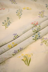 Off White Mulmul Cotton Fabric with Digital Floral Motifs