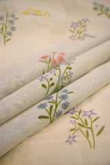 Off White Mulmul Cotton Fabric with Digital Floral Motifs