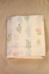 Off White Mulmul Cotton Fabric with Digital Floral Motifs