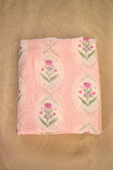 Baby Pink Modal Cotton Fabric with Shaded Digital Floral Motifs