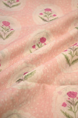 Baby Pink Modal Cotton Fabric with Shaded Digital Floral Motifs