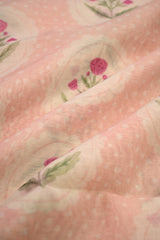 Baby Pink Modal Cotton Fabric with Shaded Digital Floral Motifs