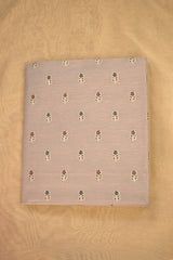 Mauve Cotton Fabric with Gold Zari Buti & Resham Detailing