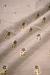 Mauve Cotton Fabric with Gold Zari Buti & Resham Detailing