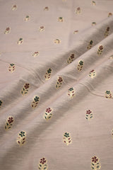 Mauve Cotton Fabric with Gold Zari Buti & Resham Detailing