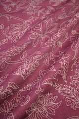 Mauve Chanderi Fabric with White Digital Floral Print