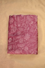 Mauve Chanderi Fabric with White Digital Floral Print