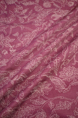 Mauve Chanderi Fabric with White Digital Floral Print