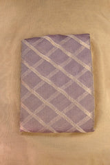 Lilac Tissue Silk Fabric with Gold Zari Criss-Cross Pattern