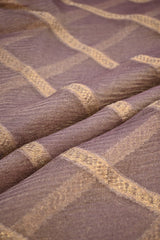 Lilac Tissue Silk Fabric with Gold Zari Criss-Cross Pattern