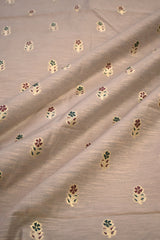 Dusty Mauve Cotton Fabric with Gold Zari Buti & Resham Detailing