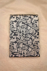 Black Katan Silk Fabric with Gold Zari Shikargah Jaal