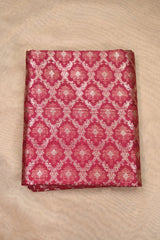 Maroon Raw Silk Fabric with Floral Zari Criss-Cross & Buti