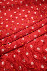 Red Chiniya Banarasi Silk Fabric with Bandhani & Floral Buti
