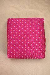 Pink Chiniya Banarasi Silk Fabric with Bandhani & Floral Buti