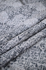 Black Cotton Silk Fabric with Resham Geometric Pattern