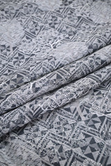 Black Cotton Silk Fabric with Resham Geometric Pattern