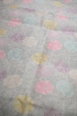 Powder Blue Cotton Silk Fabric with Resham Geometric Weave &