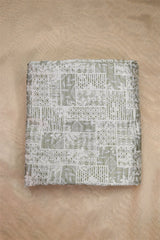 Green Cotton Silk Fabric with Resham Geometric & Ethnic Weave