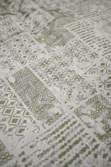 Green Cotton Silk Fabric with Resham Geometric & Ethnic Weave