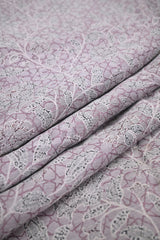 Mauve Cotton Silk Fabric with Resham Geometric & Floral Weave