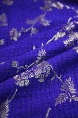 Purple Raw Silk Fabric with Gold Zari Floral Vine Jaal