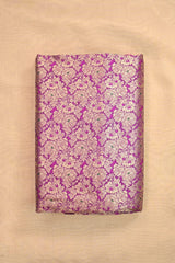 Magenta Purple Banarasi Silk Fabric with Watergold Rose Brocade