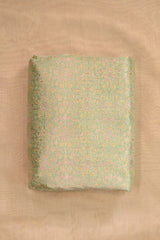 Light Green Chiniya Silk Fabric with Silver Zari Floral Jaal