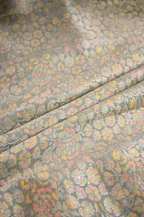 Grey Chiniya Silk Fabric with Silver Zari Floral Jaal