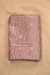 Lilac Raw Mango Banarasi Silk Fabric with Gold Zari Floral