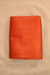 Orange Raw Silk Fabric with Gold Zari Tanchui Geometric Jaal