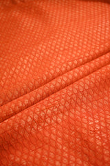 Orange Raw Silk Fabric with Gold Zari Tanchui Geometric Jaal