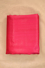 Rani Pink Raw Silk Fabric with Gold Zari Tanchui Geometric Jaal