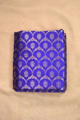 Royal Purple Raw Silk Fabric with Zari Meenakari Frames