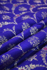 Royal Purple Raw Silk Fabric with Zari Meenakari Frames