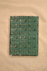 Bottle Green Satin Banarasi Silk Fabric with Mughal Checks