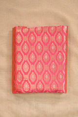 Shimmery Pink Banarasi Silk Fabric with Zari Ethnic Motif & Jaal