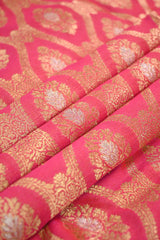 Shimmery Pink Banarasi Silk Fabric with Zari Ethnic Motif & Jaal