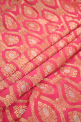 Shimmery Pink Banarasi Silk Fabric with Zari Ethnic Motif & Jaal
