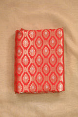 Red Banarasi Silk Fabric with Zari Ethnic Motif & Jaal