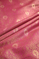 Magenta Pink Banarasi Silk Fabric With Antique Zari Brocade Jaal