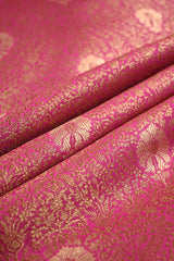 Magenta Pink Banarasi Silk Fabric With Antique Zari Brocade Jaal