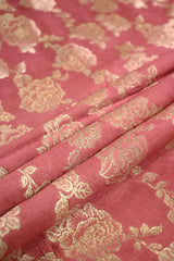 Vintage Rose Banarasi Silk Fabric with Rose Floral Jaal