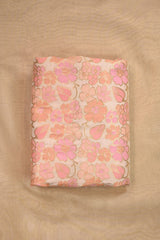 Off-White & Peach Banarasi Silk Fabric with Floral Jaal