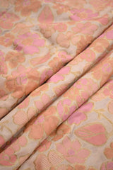Off-White & Peach Banarasi Silk Fabric with Floral Jaal