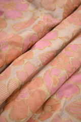 Off-White & Peach Banarasi Silk Fabric with Floral Jaal