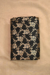 Black Banarasi Silk Fabric with Sona Rupa Floral Jaal